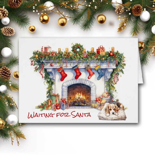 Beagle chiot foyer de Noël attendre Père Noël (Créateur téléchargé)