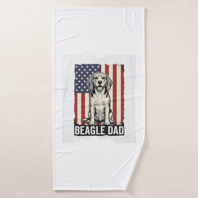 Beagle Dad Patriotic Vintage Dog Shirt Design_1 (Serviette de bain)