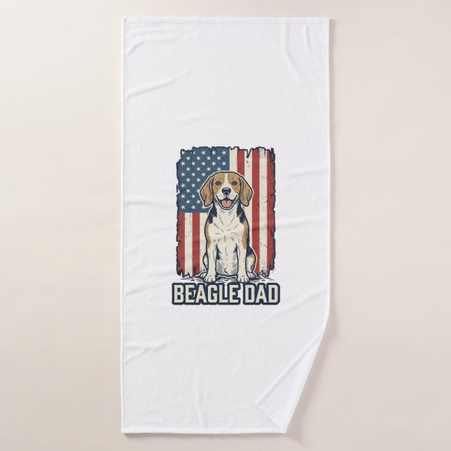 Beagle Dad Patriotic Vintage Engraving Dog Design_ (Serviette de bain)
