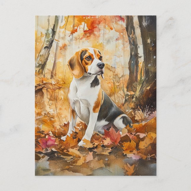Beagle d'automne - Carte postale (Devant)