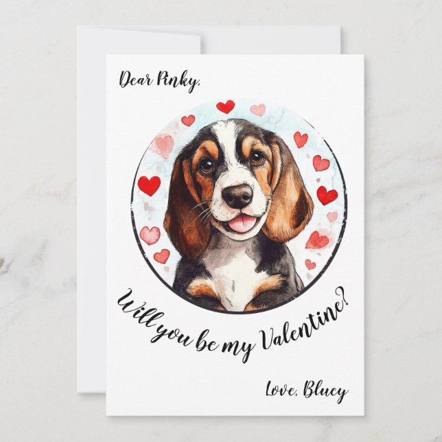 Beagle de carte Valentine's Day personnalisable (Devant)