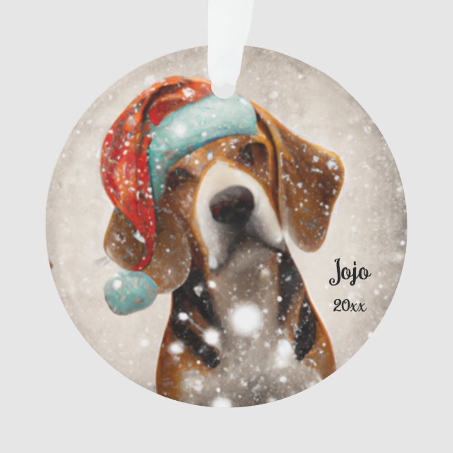 Beagle de Noël, Père Noël Dog Orament (devant)