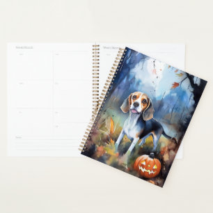 Beagle d'Halloween avec citrouilles effrayant