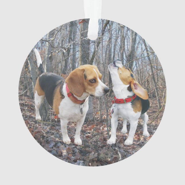 Beagle d'hurlement en ornement de Noël en bois (dos)