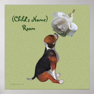 Beagle Et Rose Salle Enfants Poster Personnalisé