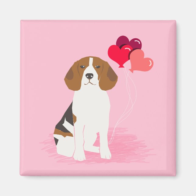 Beagle Love Balloons Magnet (Devant)