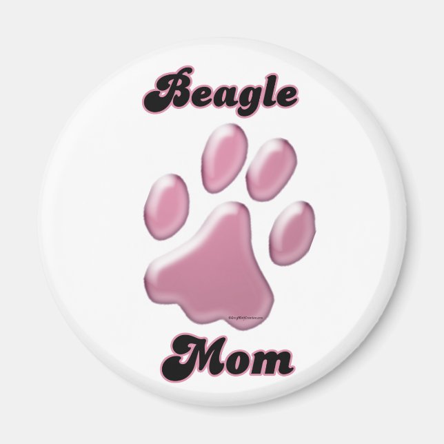 Beagle Maman Pink Pawprint - Magnet (Devant)
