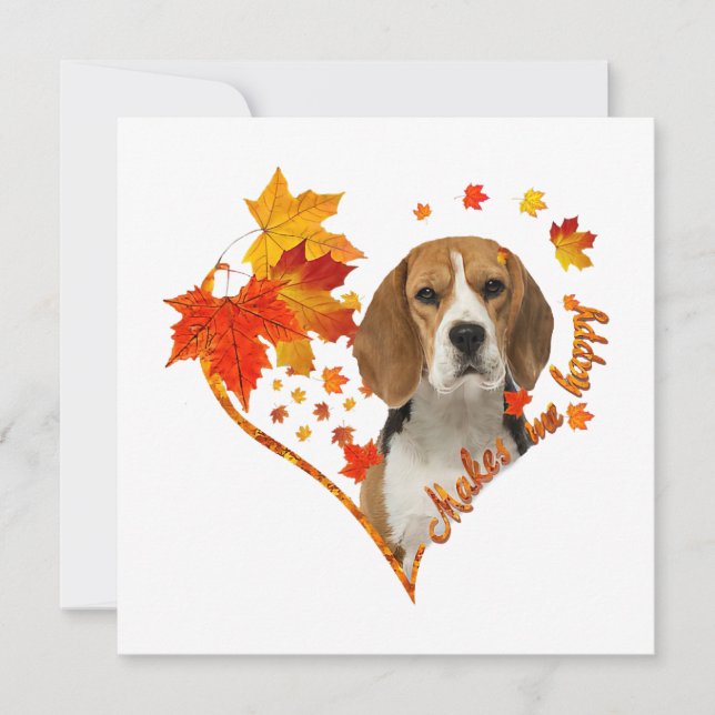 Beagle Me Rend Heureux Feuilles du coeur d'automne (Devant)
