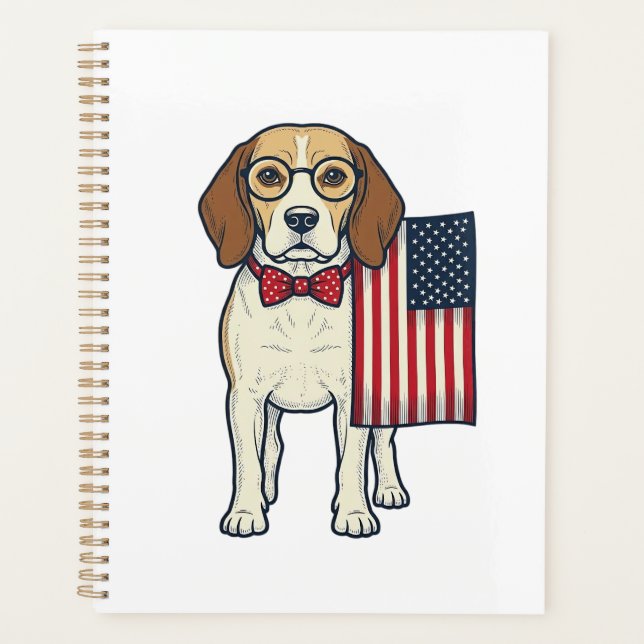 Beagle patriotique avec drapeau vintage vector art (Devant)