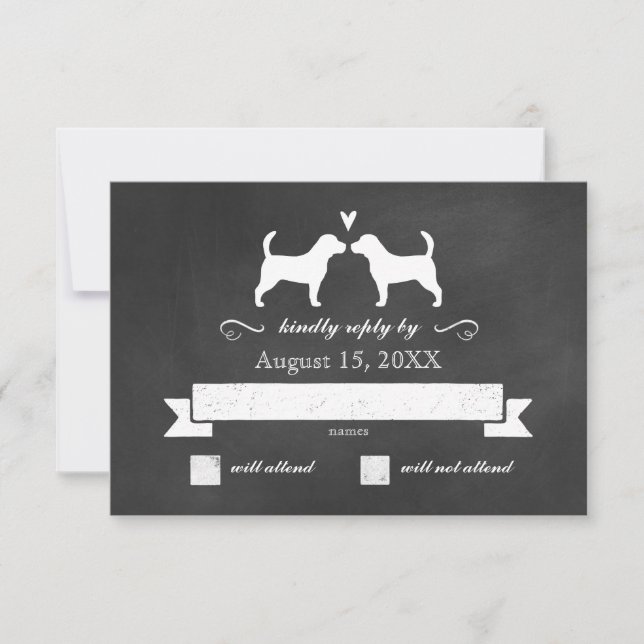 Beagle Silhouettes Mariage Réponse RSVP (Devant)