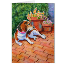 Beagle sur Brick Patio