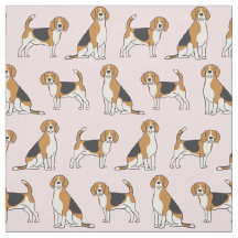 Beagles sur tissu rose