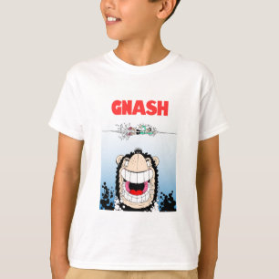 Beano Gnasher "Jaws" parodiant le T-shirt des enfa