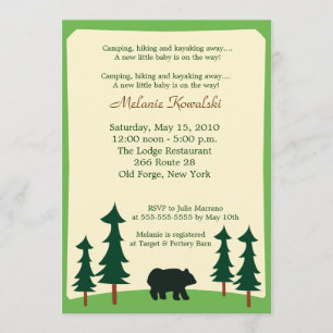 Bear Adirondack Lodge 5x7 Baby shower Invitation
