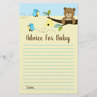 Bear and Bumble Bee Boy Baby shower Conseils Carte