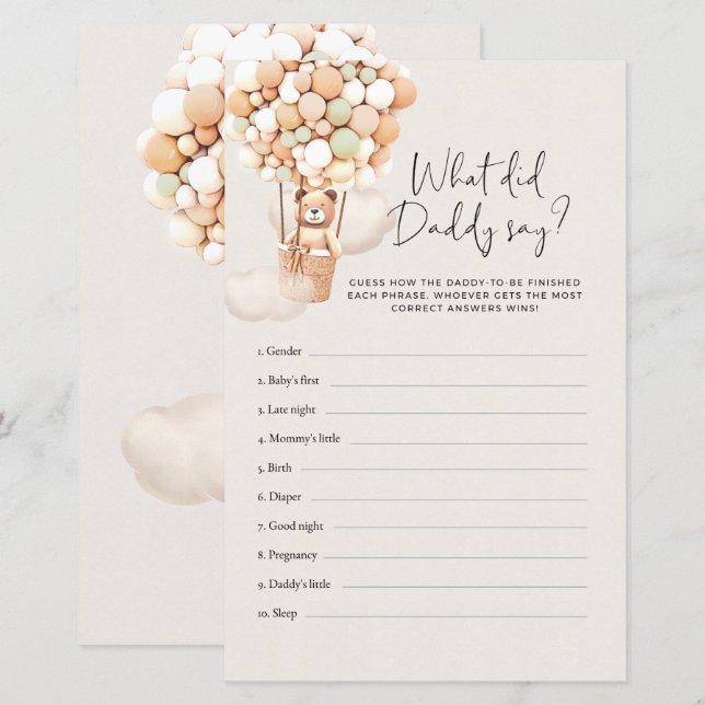 Bear Baby Game - Qu'A Dit Papa ? (Devant / Derrière)