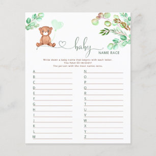 Bear baby nom race jeu de baby shower