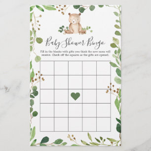 Bear Baby shower Bingo Jeu