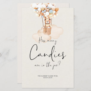 Bear Baby shower Game - Combien de bonbons?