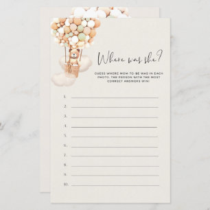 Bear Baby shower Game - Où Était-Elle ?
