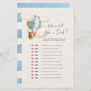 Bear Baby shower Game - Qui l'a dit? Maman Ou Papa