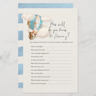 Bear Baby shower Game - Tu Connais Bien Maman ?