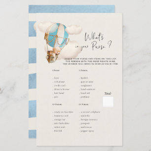 Bear Baby shower Game - What's In Your Purse?