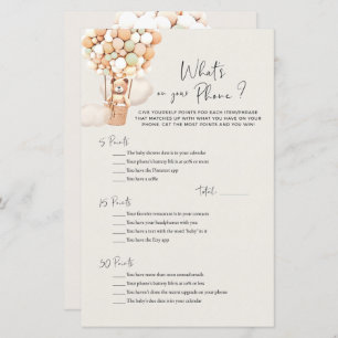 Bear Baby shower Game - What's On Your Phone?