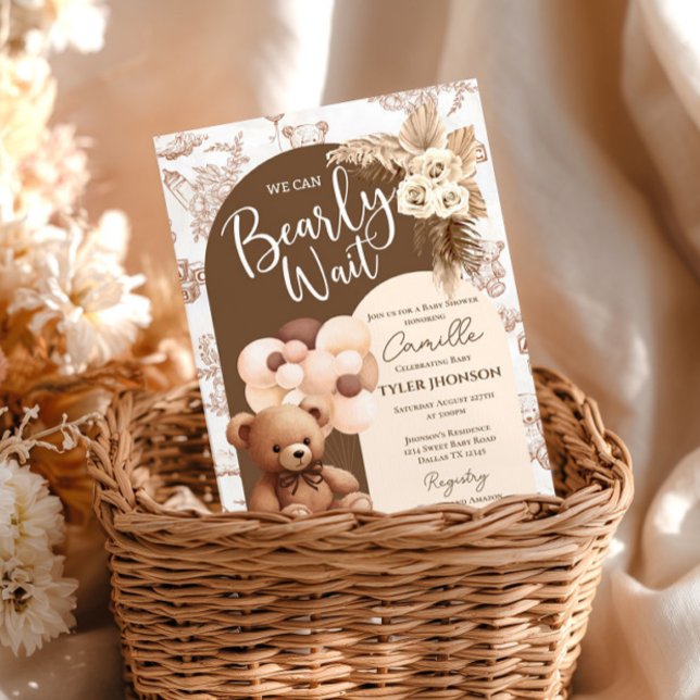 Bear Baby shower Invitation Bleu Balloon (Créateur téléchargé)