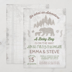 Bear Baby shower Invitation Garçon Aventure Douche