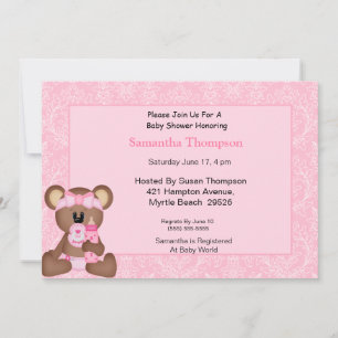 Bear Baby Shower Invitations (Rose)