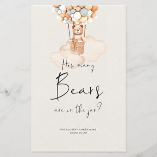 Bear Baby shower Jeu - Combien D'Ours Dans Le Jar?