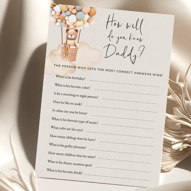 Bear Baby shower Jeu - Comment Bien Connaissez-Vou (Créateur téléchargé)