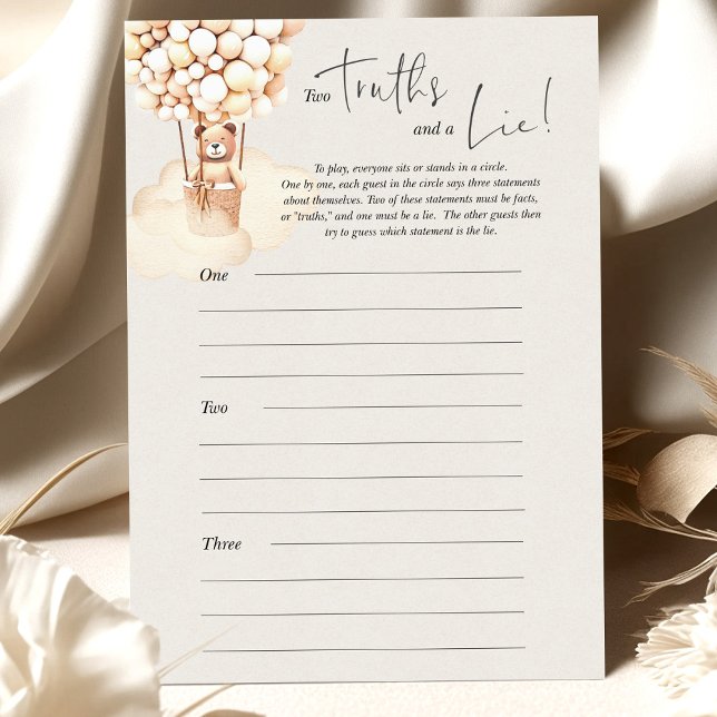 Bear Baby shower Jeu Deux vérités et un mensonge (Créateur téléchargé)