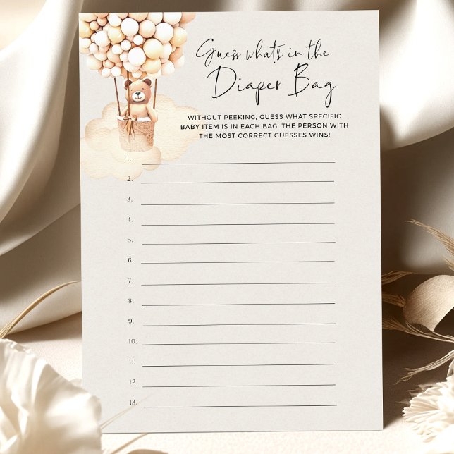 Bear Baby shower Jeu Devinette Sac de couche (Créateur téléchargé)