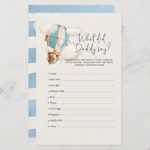 Bear Baby shower Jeu - Qu'a dit papa