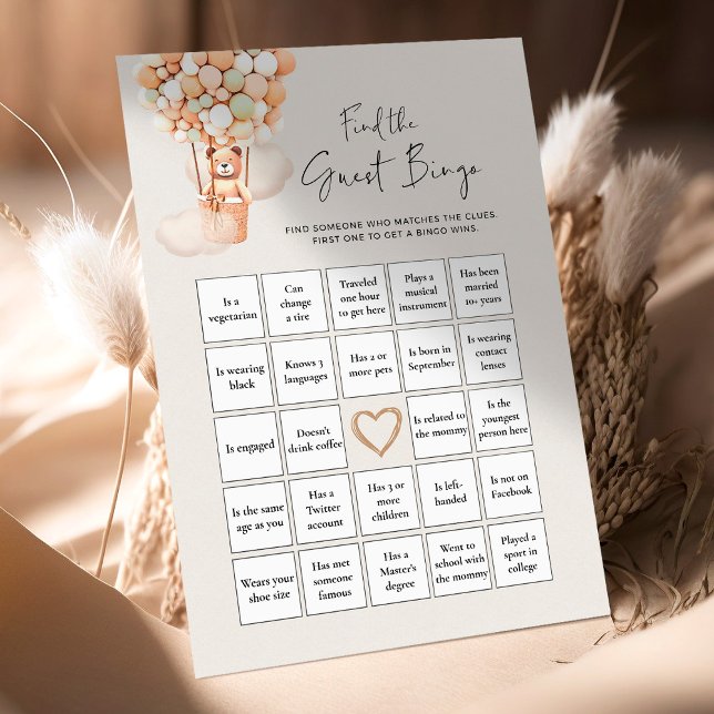 Bear Baby shower Jeu - Trouver Le Bingo Invité (Créateur téléchargé)