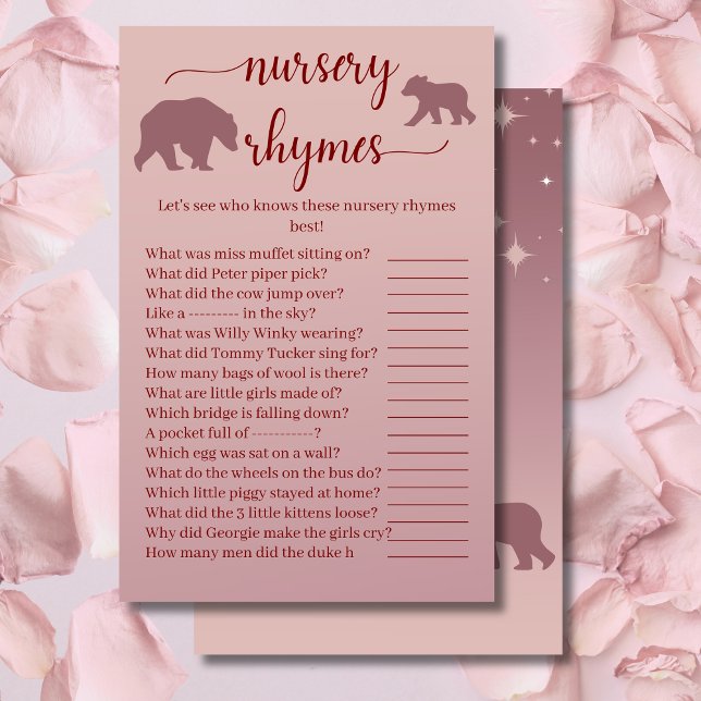 Bear Baby shower Nursery Rhymes Jeu de Quiz (Créateur téléchargé)