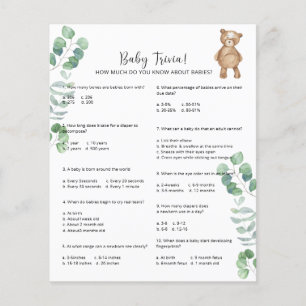 Bear Baby Trivia Jeu Baby shower
