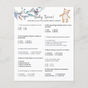 Bear Baby Trivia Jeu Baby shower