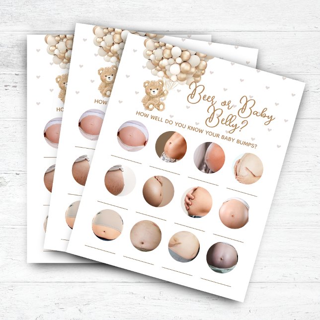 Bear Balloon Baby shower Bière ou Baby Belly Jeu (Créateur téléchargé)