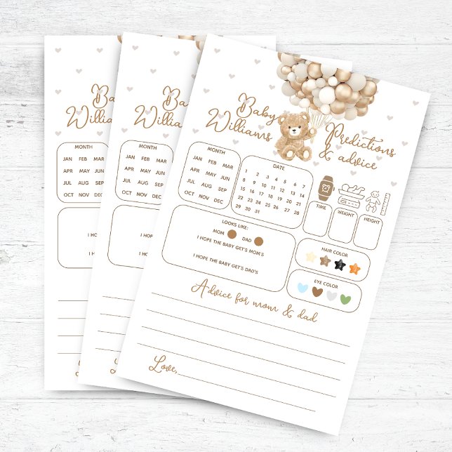 Bear Balloon Baby shower Prédictions et conseils J (Créateur téléchargé)