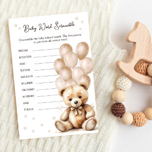 Bear Balloon Baby shower Word Scramble Jeu
