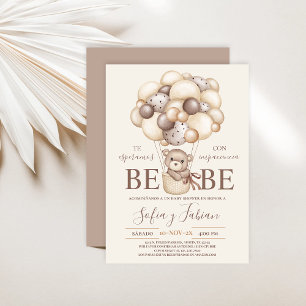 Bear Balloons Baby shower Espagnol Invitation