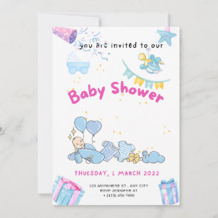 Bear Balloons Baby shower Tous en une invitation