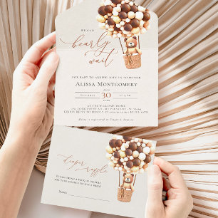 Bear Balloons Baby shower Tous en une invitation