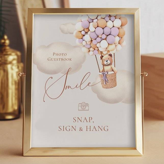 Bear Balloons Photo Livre d'or Snap Hang Sign (Créateur téléchargé)