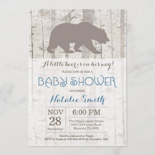 Bear Boy Baby shower Invitation Bois rustique