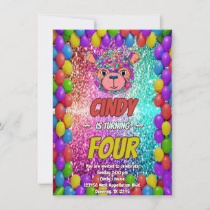 Bear Cartoon invitation d'anniversaire pour enfant