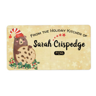 Bear cookie Noël à partir de vacances Étiquette de